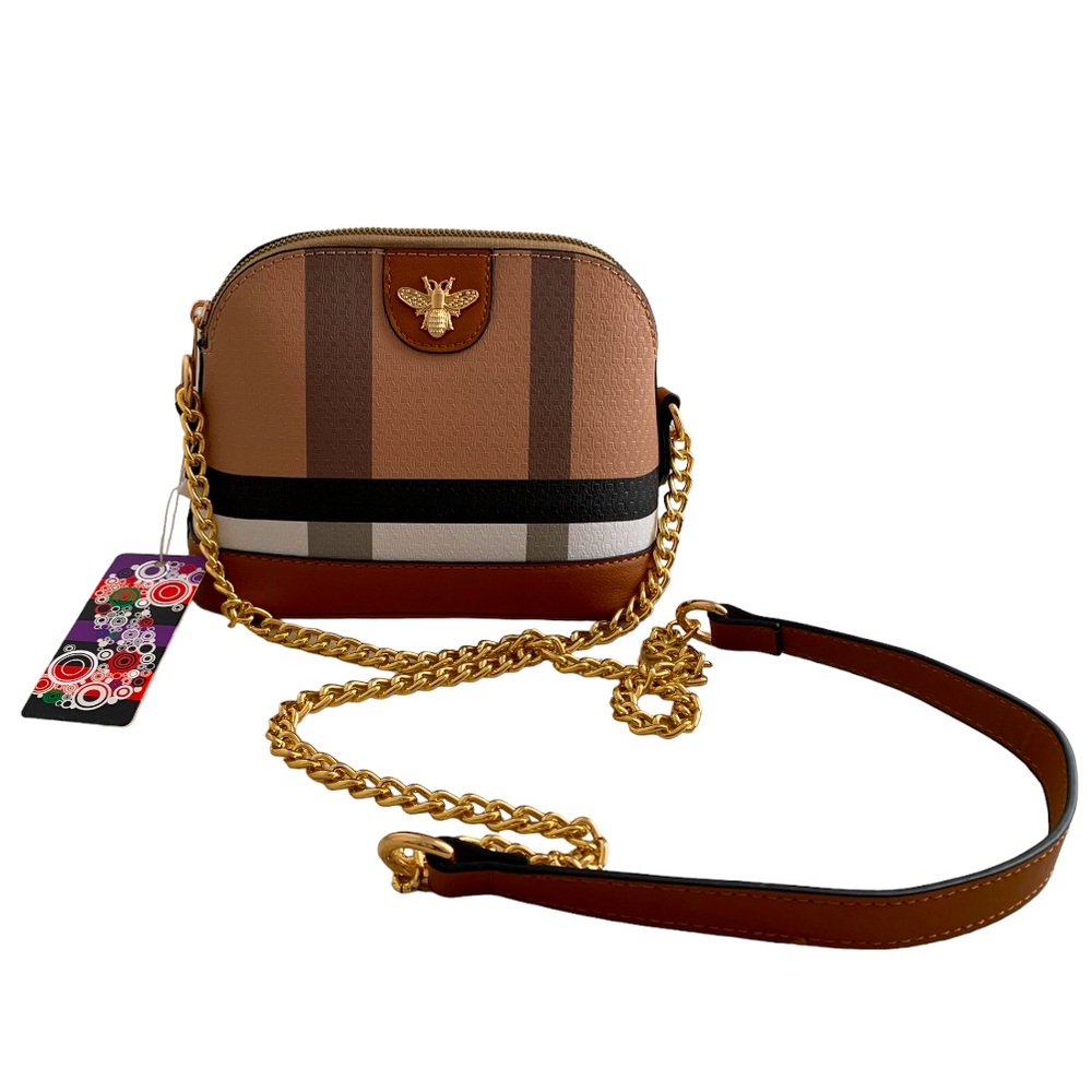 NWT Peta Brown mini crossbody bag with gold handle